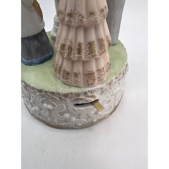 Lefton China Music Box Baptism Figurine- Mom, Dad, Baby, Clergy, Plays The Lords - Picture 8 of 11